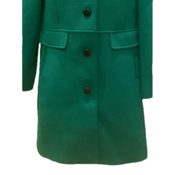 Talbots Emerald Green Faux Fur Collar Wool Blend Car Coat 14 NWT - Picture 4 of 11